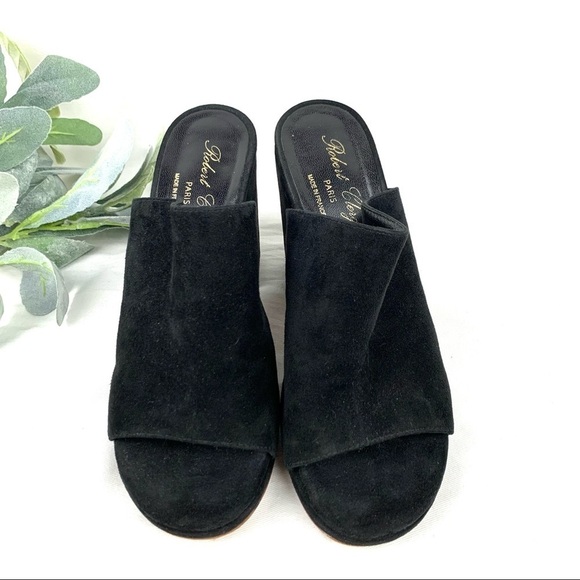 Robert Clergerie Abrice suede peep toe mules with chunky heel - Picture 4 of 15